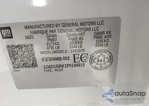 2023 Cadillac Ct5 Sport z USA, uszkodzony, nr VIN 1G6DU5RK1P0144919